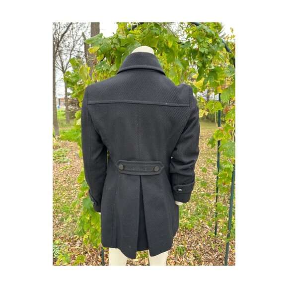 Vtg Esprit Belt Back Pea Coat Military Style Collared Sz 6 - Picture 10 of 16